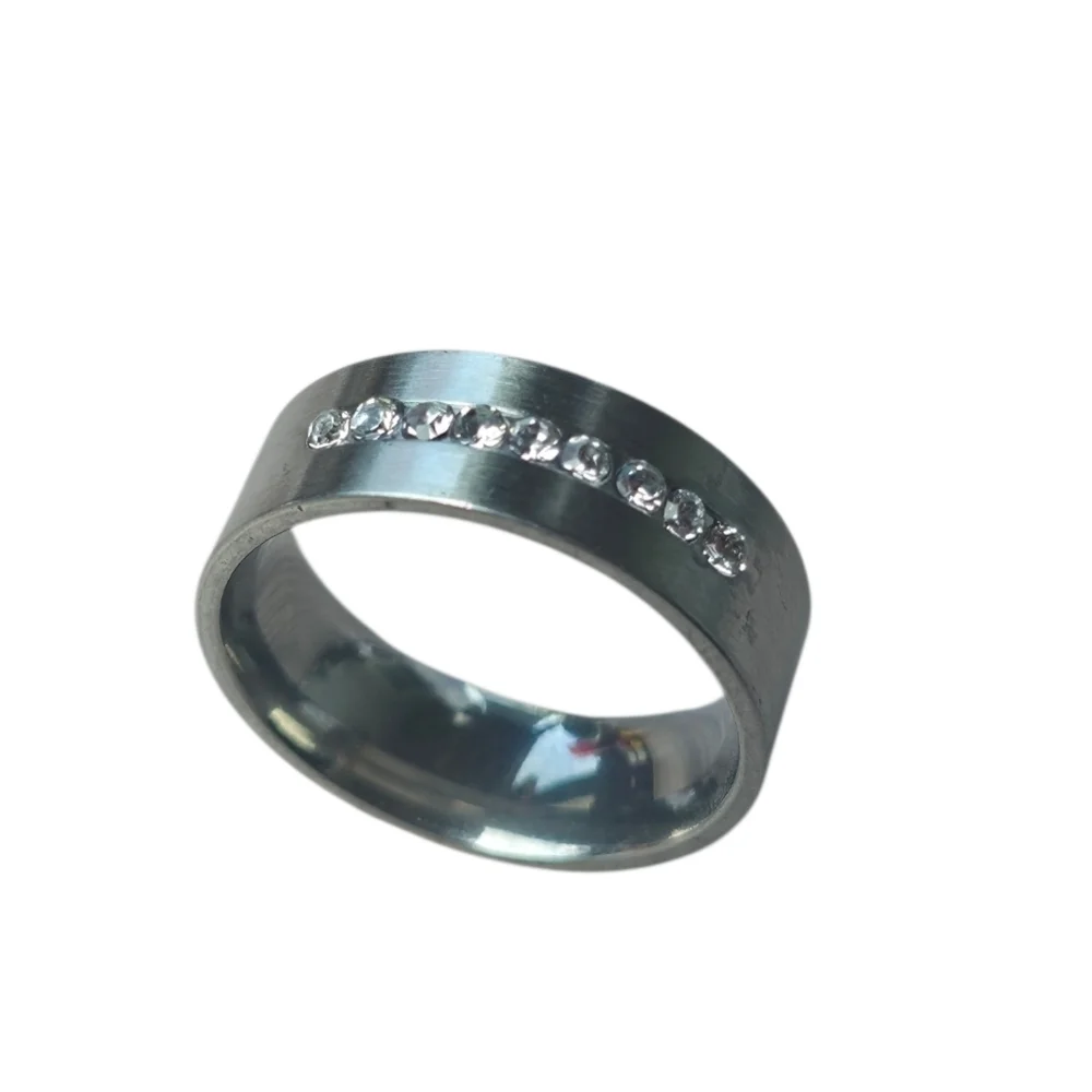 New Stainless Steel Men's Ring with Cubic Zirconia Accents Size 11